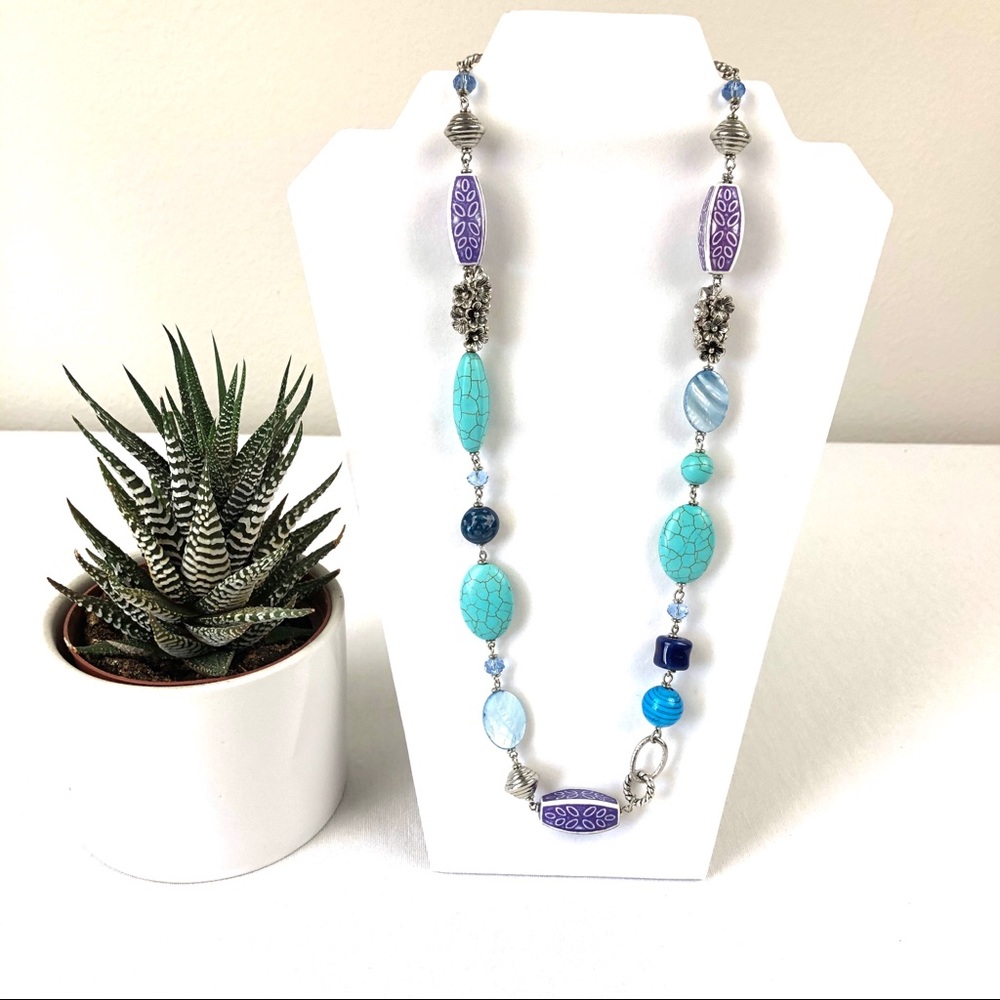 Premier Designs Blue Lagoon Necklace Fashion Jewelry Blue Turquoise Silver